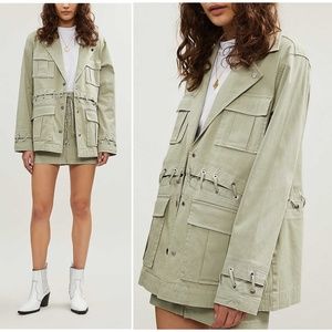 J Brand Teagan Lace-up Utility Military Jacket